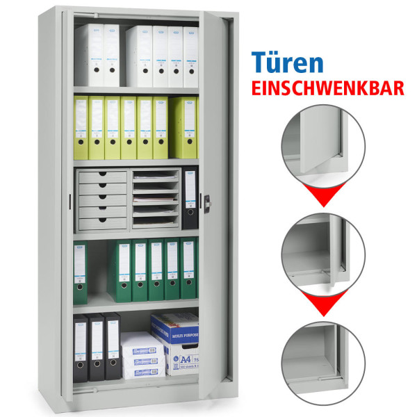 Büro-Stahlschrank mit einschwenkbaren Türen